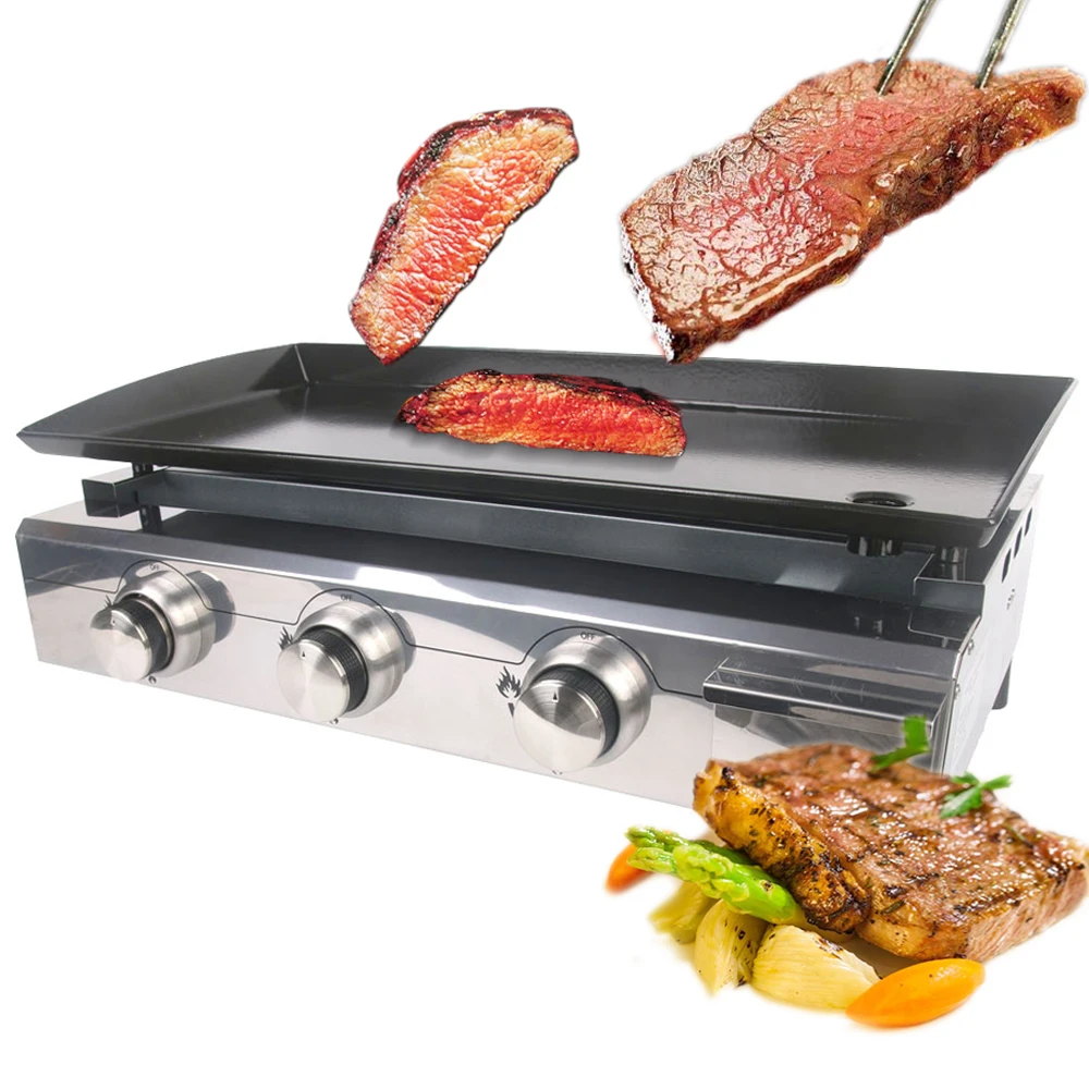 2019 ITOP Gas BBQ Grill 4 Burners LPG Griddle Plancha Stainless Steel