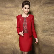 2 предмета,, Новая высококачественная Женская рабочая одежда, модное платье с длинными рукавами, комплект для мамы, женская одежда для среднего возраста