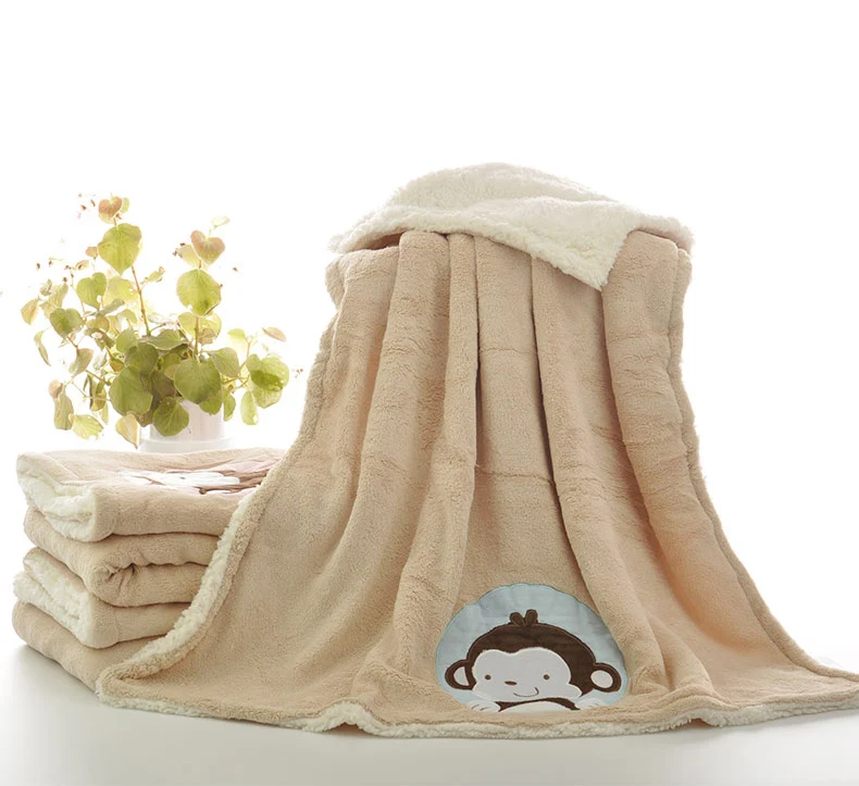 

Baby BlankeT Fleece Kids Winter Polar Blanket Monkey Pattern Baby Flannel Receiving Blanket Bedding Cover Baby Winter Swaddles