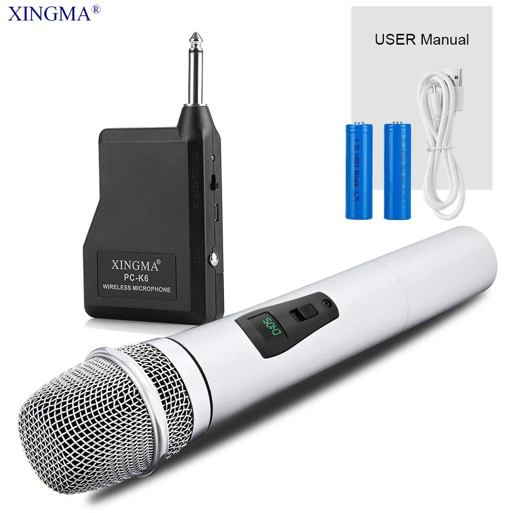 XINGMA PC K6 беспроводной микрофон для караоке профессиональный ручной студийный Vhf
