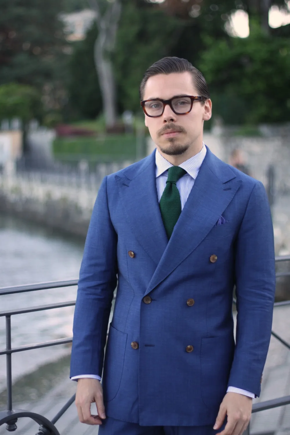 2017 Latest Coat Pant Designs Navy Blue Double Breasted Mens Suit