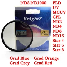 KnightX UV MC MCUV CPL переменный ND 49 мм 52 мм 55 мм 58 мм 67 мм 72 мм 77 мм фильтр объектива для sony Canon Nikon eos 400d 700d a6300 gopro