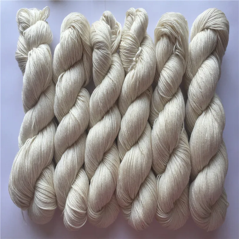 4*100g per lot Hank Silk Merino 4ply Yarn Undyed Natural Yarn Hand