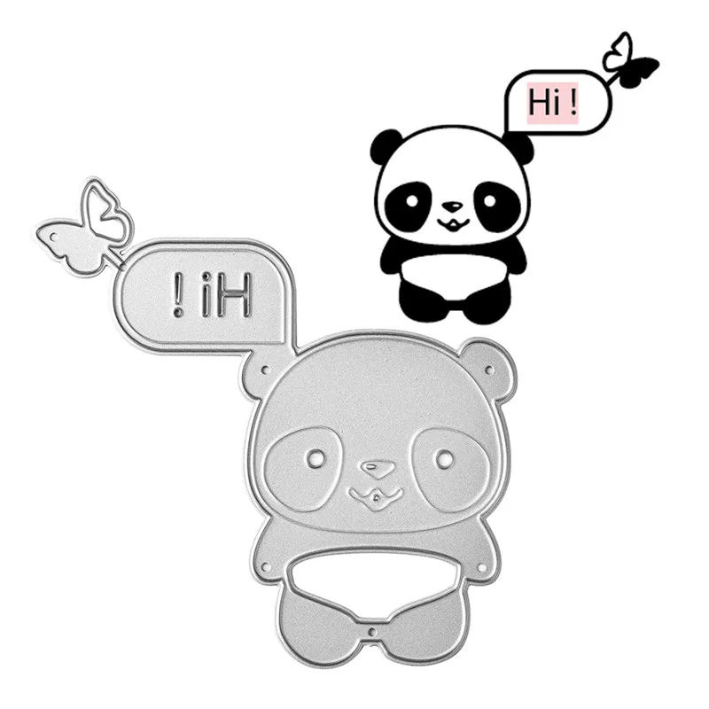 

YaMinSanNiO Panda Hi Letter Metal Cutting Dies Scrapbooking for Card Making DIY Embossing Cuts New Craft Die Animal Die