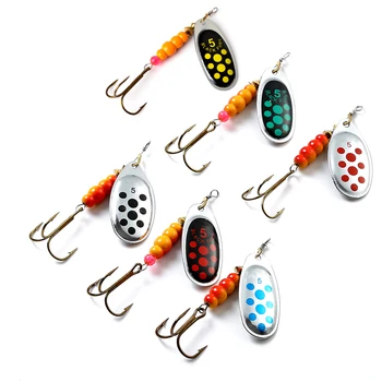 

1pc Spinner Bait Metal Fishing Lure 0#/1#/2#/3#/4#/5# Hard Baits Spoon Lures With Treble Hooks Arttificial Bass Bait 9 colors