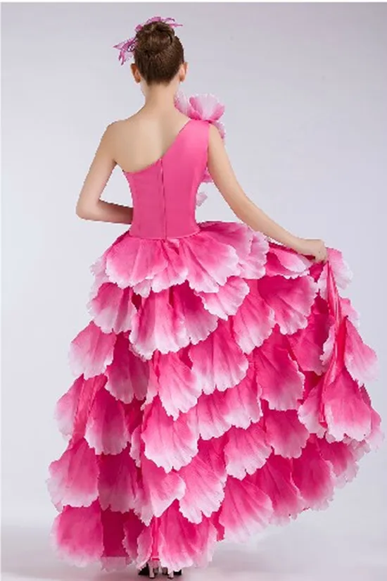 Платье для испанского фламенко, костюм, танцевальные платья, юбки, лепестки, 540, 720, vestido falda mujer Camisa flamengo do trajes de flamenca - Цвет: 540 rose
