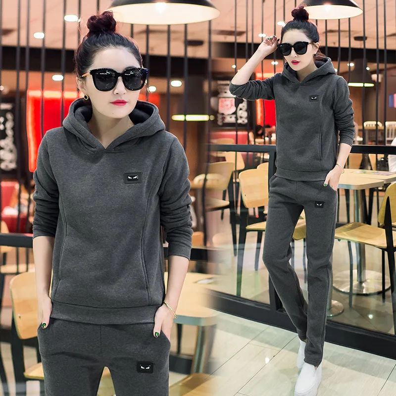 

Spring and autumn new 2019 Fashion women suit women's tracksuits casual set with a hood fleece sweatshirt two pieces set