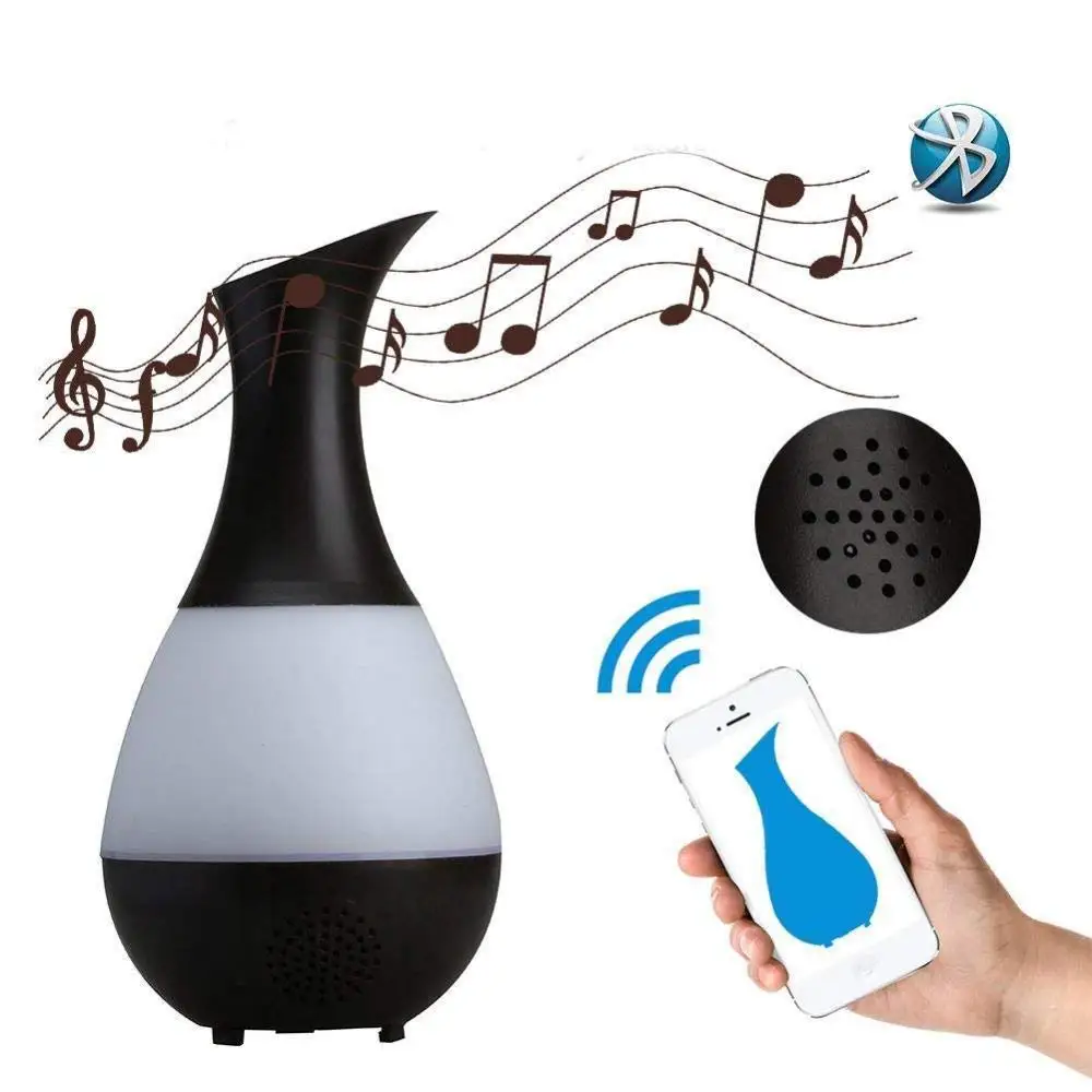 

Aromatherapy Essential Oil Diffuser with Bluetooth Speaker Ultrasonic Humidifier & 7 Color LED Wood Grain Cone umidificador usb