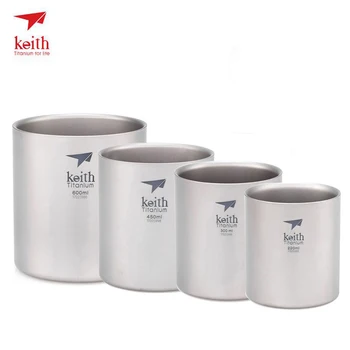 

Keith 1 Set 4Pcs 220ml 300ml 450ml 600ml Pure Titanium Cup Mug Outdoor Camping Hiking Fold Portable Tea Coffee Beer Cup Ti3501