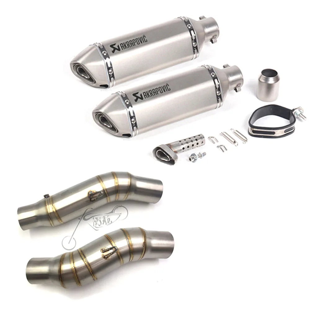 

Motorcycle Exhaust middle pipe Round Muffler with two left right exhaust motorcycle with db killer For Kawasaki Z1000 2010-2016