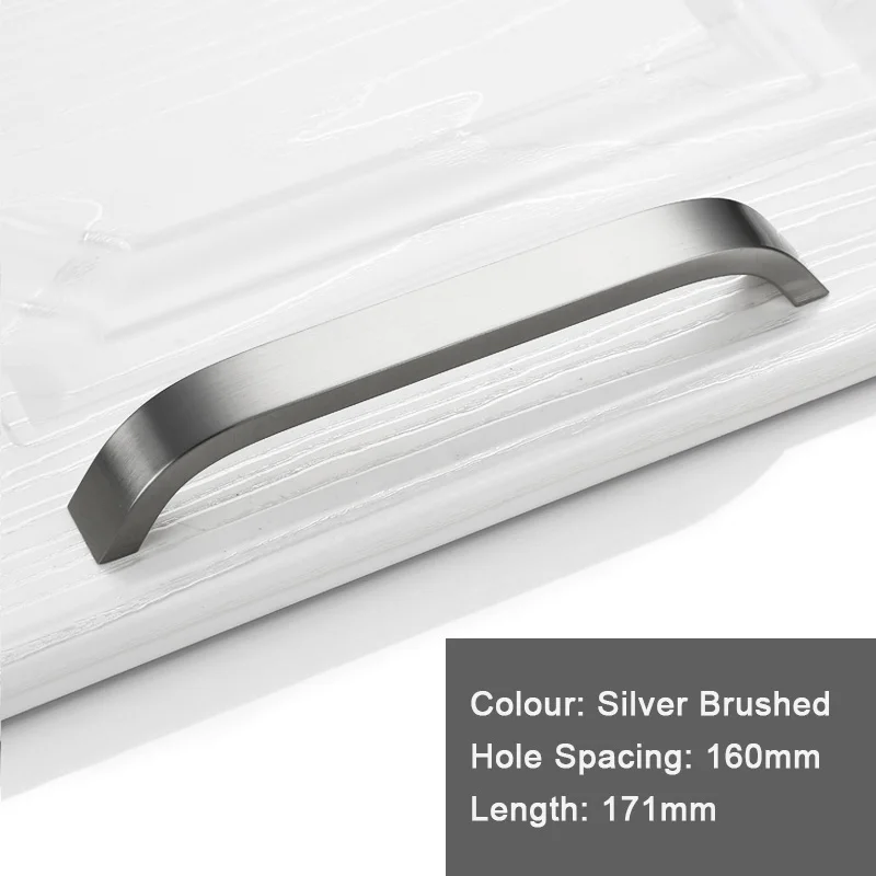 Полностью прочная брендовая Высококачественная ручка для шкафа, Современная Минималистичная ручка для кухни, ванной комнаты, дверь гардероба в спальне, выдвижной ящик 96-320 мм - Цвет: Silver 160mm