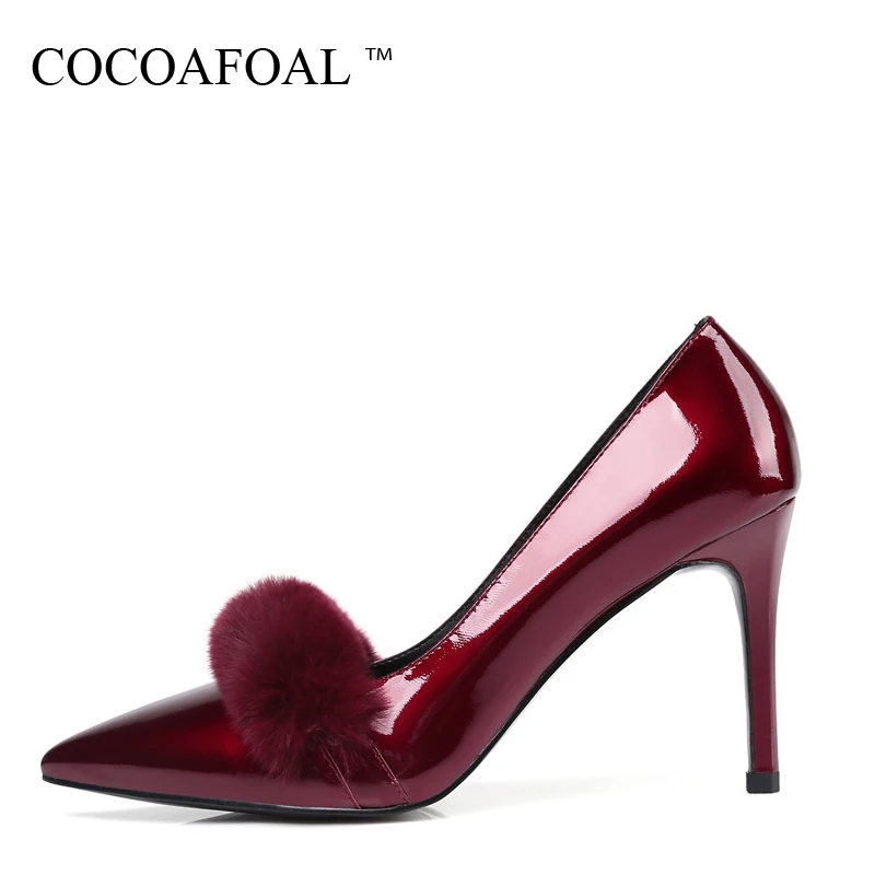 

COCOAFOAL Woman Ultra High Heels Shoes Red Gray Black Fashion Sexy Stiletto High Heels Shoes Patent Leather Pointed Toe Pumps