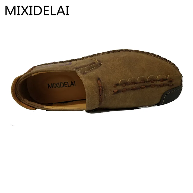 MIXIDELAI 2019 New Comfortable Casual Shoes Loafers Men Shoes Quality Split Leather Shoes Men Flats Hot Sale Moccasins Shoes