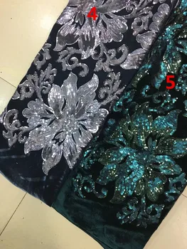 

Newest french lace fabric with sequins African velvet Lace Fabric For nigerian dress