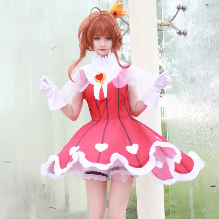 Костюм для косплея Sakura Clear Card Captor OP2 Сердце розы маскарадный костюм летнее платье