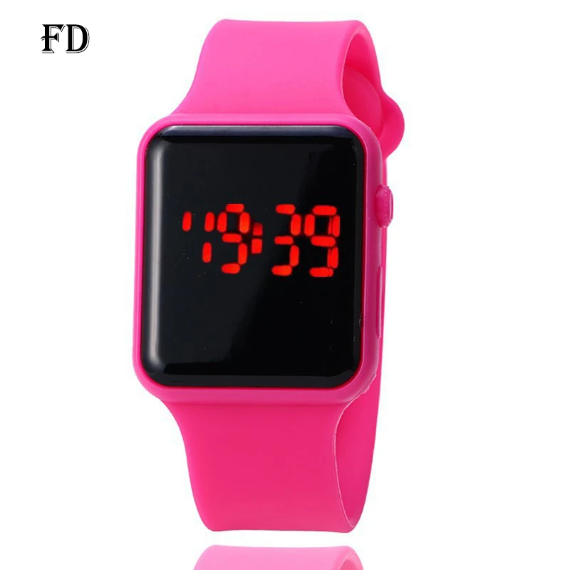 FD светодиодный экран дисплей спортивные наручные часы Горячая Повседневная резиновая ремешок водонепроницаемые женские цифровые часы модные студенческие часы для влюбленных