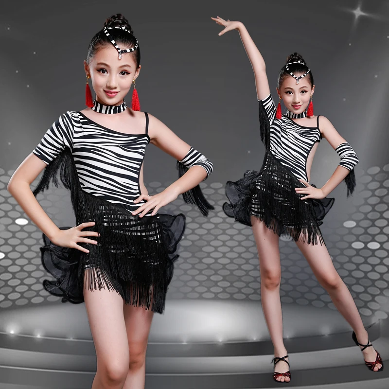 

Tassel Latin Dance Dress For Girls Children Salsa Tango Ballroom Dancing Dress Competition Costumes Kids Practice Dance Clothing