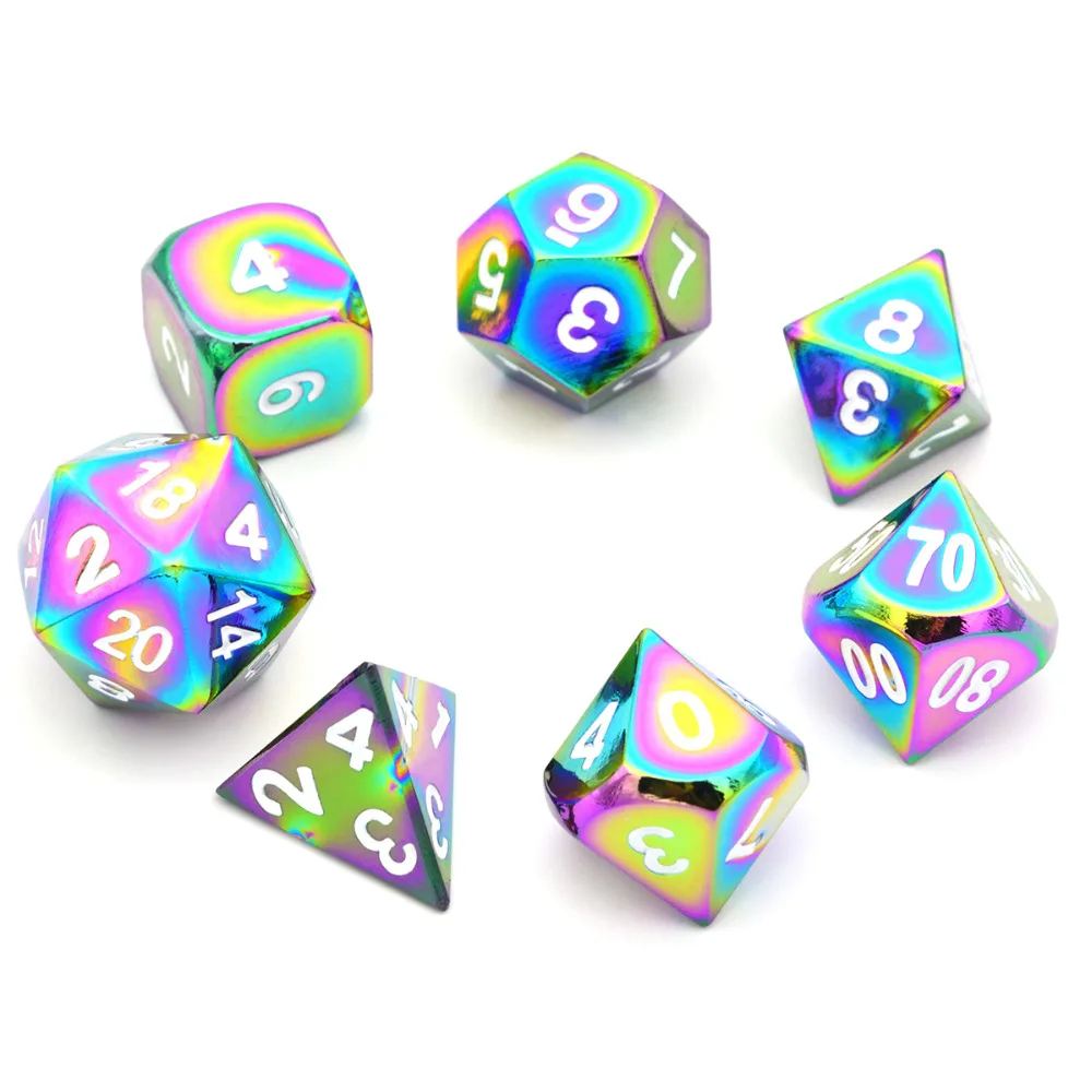 Beste Regenboog Metal Dice Set 7 Sterven Metalen Polyhedrale Dobbelstenen Set voor Dungeons   Dragons Role Playing Game Pathfinder RPG en Wiskunde Onderwijs