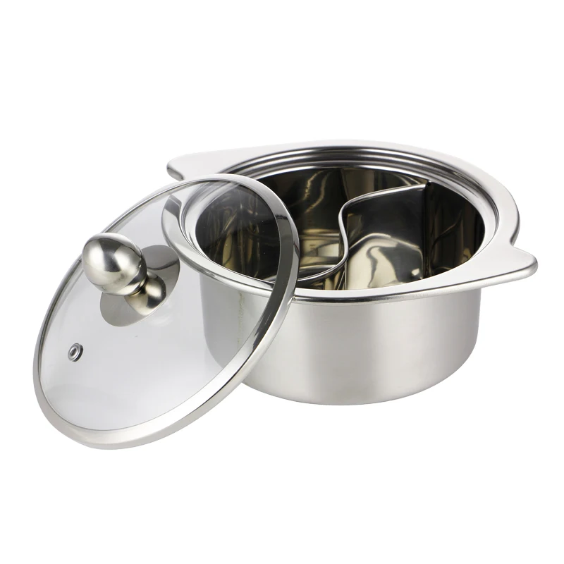 

Casserole Stainless Steel 1600ml Camping Outdoor Home Use Cooking Pot Stew Pot With 2 Grid Devide Mini Useful Cookware Utensil