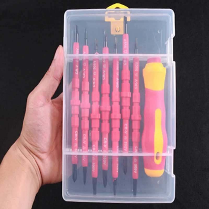 

VDE Electricians Screwdriver Set Tool Electrical Fully Insulated High Voltage Multi Screw Head Type 8pcs