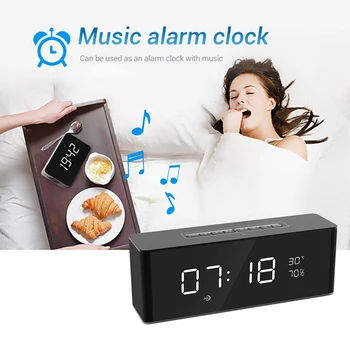 

New LP-C06 Mirror Bluetooth Speaker Subwoofer Gift Card Bedside Alarm Clock Speaker