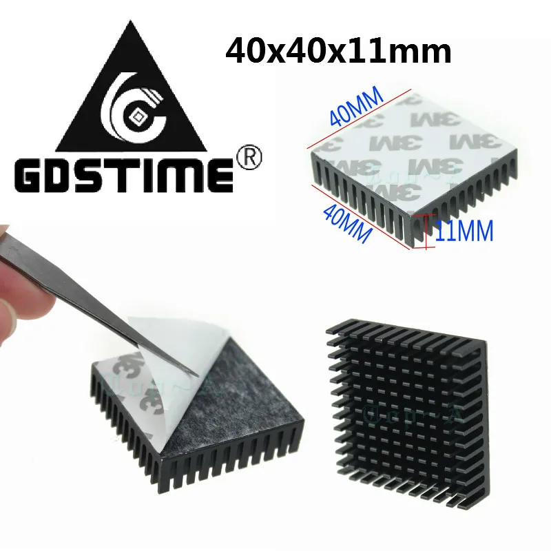 20 шт. Gdstime 40x40x11мм экструдированный черный радиатор для электронного охлаждения 40