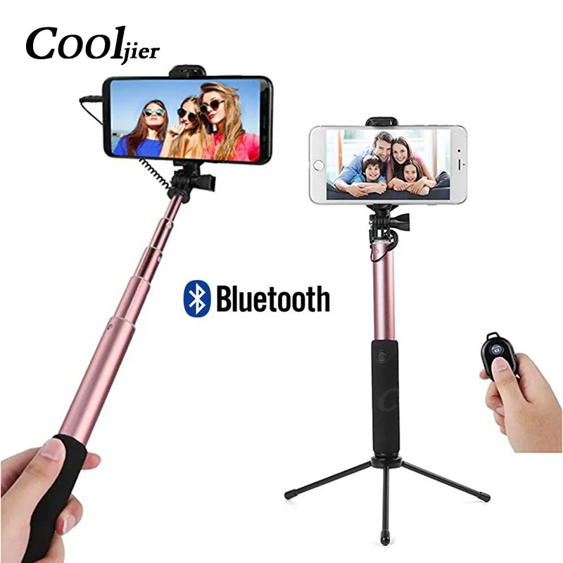 

COOLJIER Wired Bluetooth Selfie Stick Mini Tripod For iPhone 6 5 6s plus Samsung Xiaomi Huawei Handheld Remote Control Monopod
