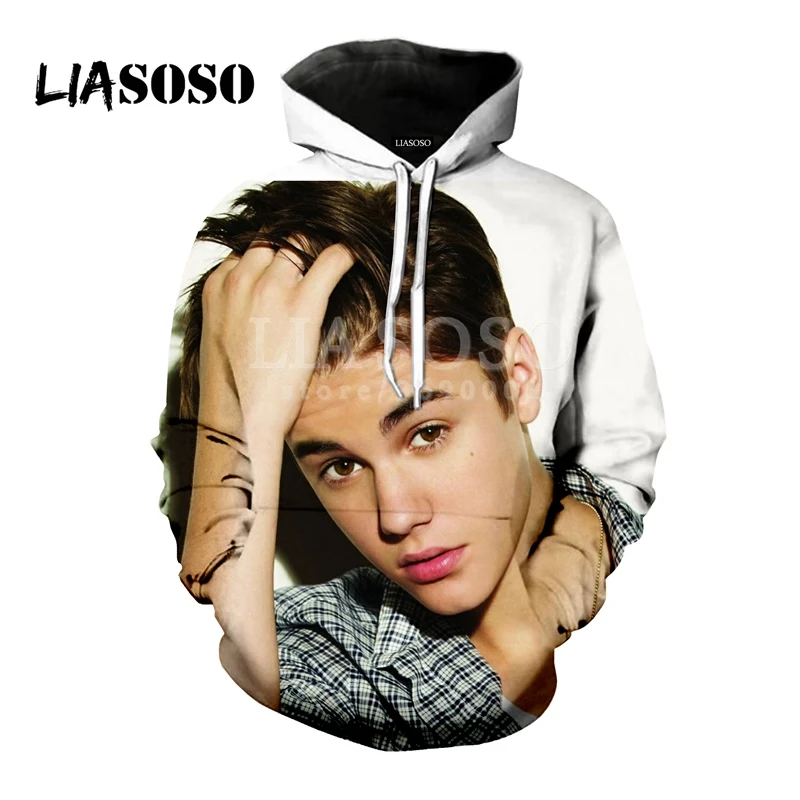 LIASOSO 2018 New Fashion Justin Bieber J.B 3D Print Women Men Hooded Hoodies Sweatshirts Pullover Harajuku Hip Hop Hoodies X0634