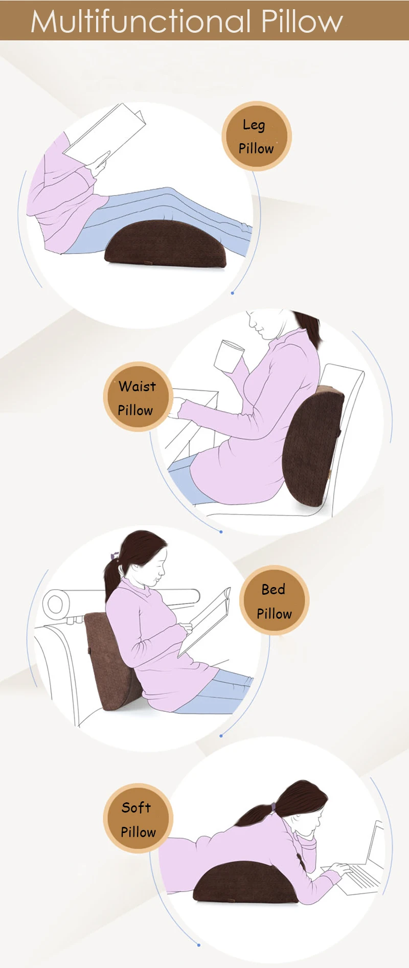 L077-Multifunctional Leg Pillow Travel Pillow Waist Cushion Wave Memory Foam Wedge Leg Cushion Sciatic Nerve Pain Relief Body Sleeping Pillow (10)