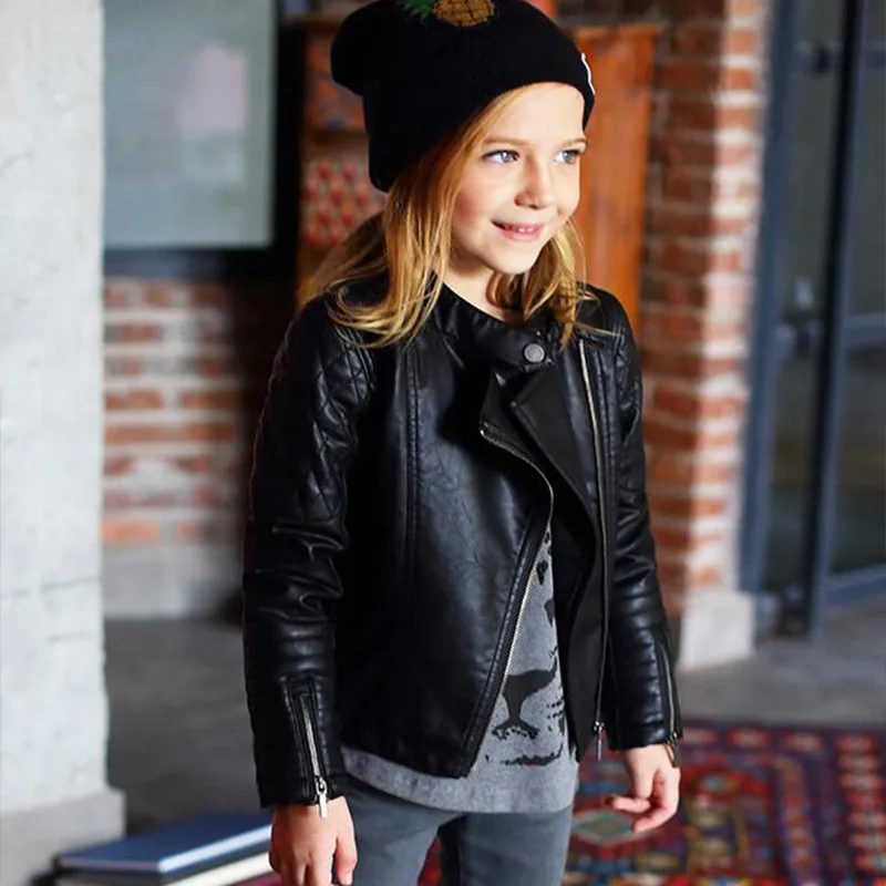 

Kids Leather Jacket High Quality Children's PU Imitation Leather Jacket Fashion Boy & Girl Coat Spring Fall Coat For Girl 3-12 Y