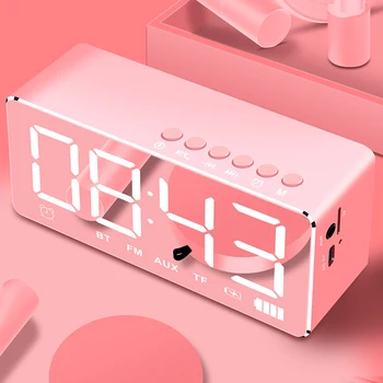 

Overweight Subwoofer LED Lights Small Stereo Mirror Smart Bluetooth Alarm Clock Speaker Wireless Mobile Computer Mini Home