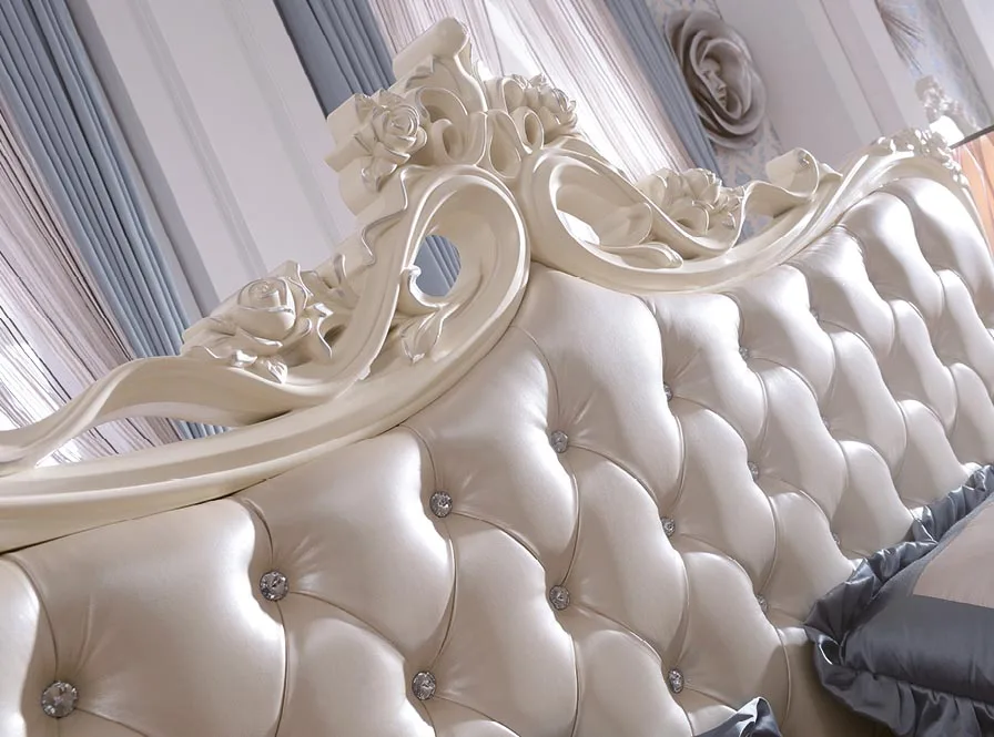 Мебель для спальни мягкая кровать принцессы Континентальная резная кожаная