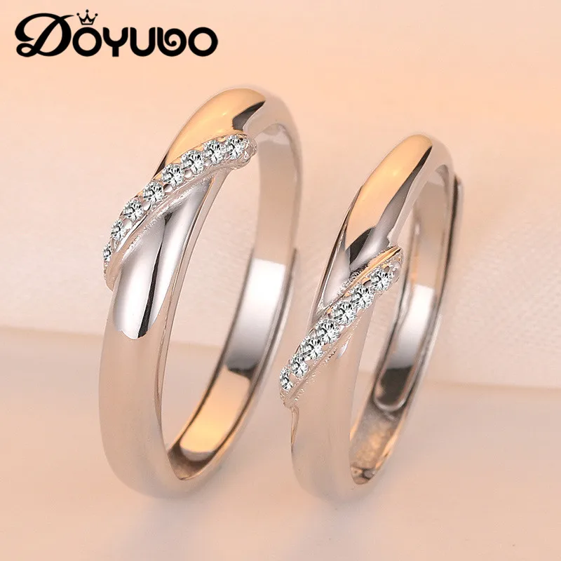 

DOYUBO Elegant 925 Sterling Silver Couples Rings High Qaulity Romantic Men & Women Cubic Zirconia Lover Rings Fine Jewelry VB249