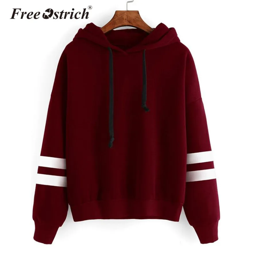 

FREE OSTRICH 2019 Women Classical Jumper Hooded Sleeve Striped Hoodie Sweatshirt Pullover Tops Moletom Feminino Oct16