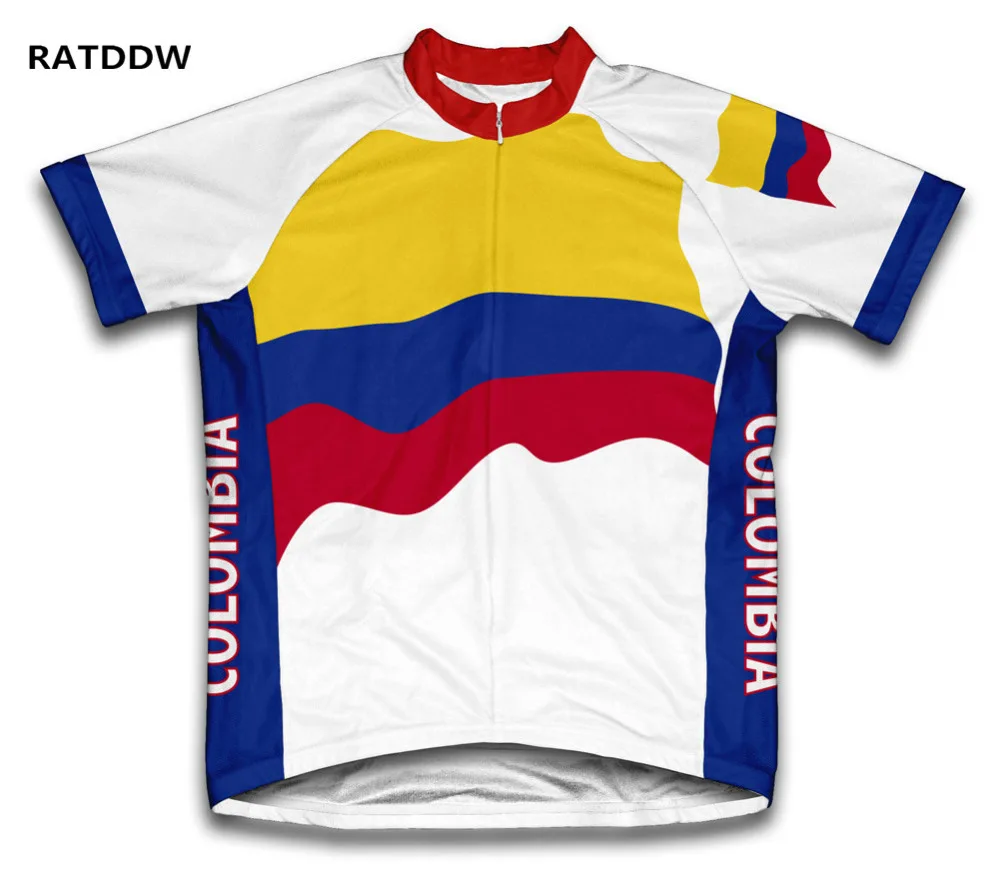 Colombia Cycling Jersey Bicycle Bike Short Sleeve Mens Sportswear Roupa
