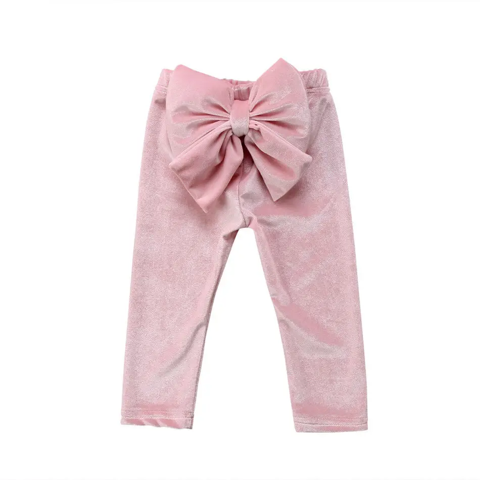 Toddler Kids Baby Girls Princess Velvet Bow knot Bottoms Pants Leggings