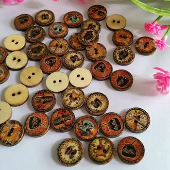 

50/100pcs/lot flower mix wooden Decorative buttons wood crafts scrapbooking home decor gift sew buttons 15mm