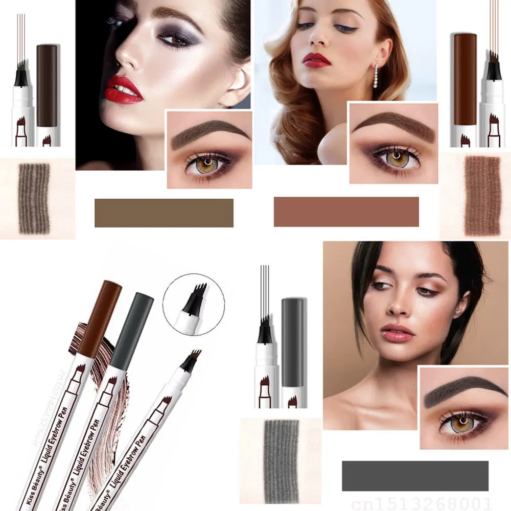 

4 Fork Tip Fine Sketch Enhancer Eyebrow Tattoo Pen Waterproof Microblading Eyebrow Tattoo Tint Henna Eyebrow Gel Makeup Tools