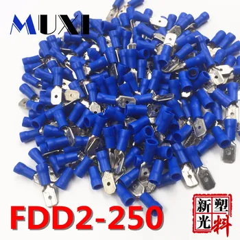 

FDD2-250 Male Insulated Electrical Crimp Terminal for 1.5-2.5mm2 Connectors Cable Wire Connector 100PCS/Pack BLUE