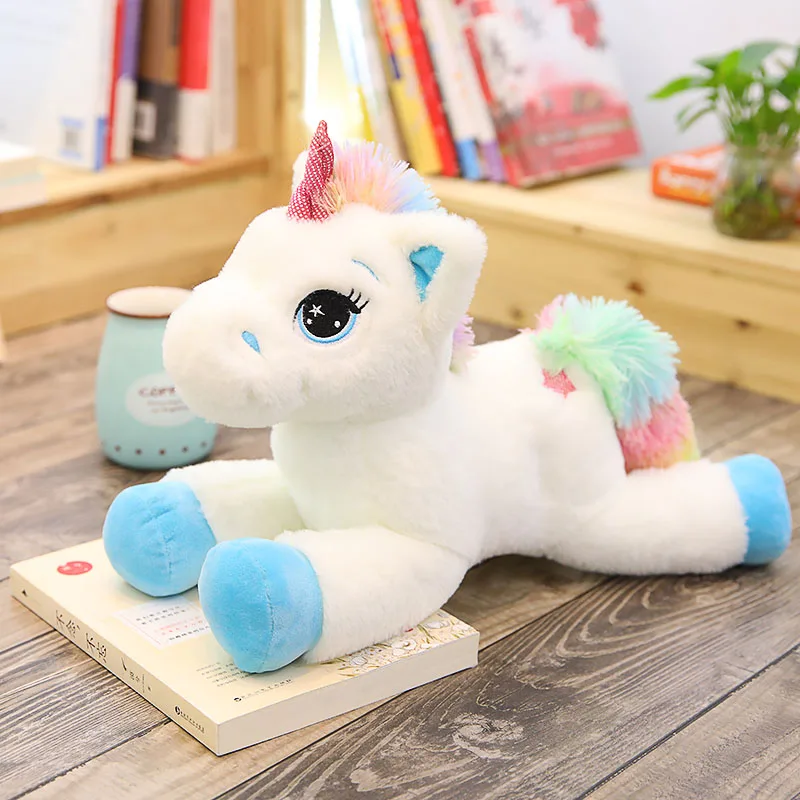 

Large Stuffed Animal Baby Dolls Kawaii Cartoon Rainbow Unicorn Plush baby toys Kids Present horse Children Baby Birthday Gift