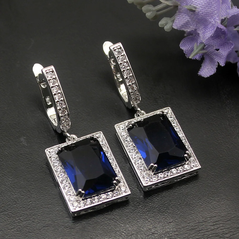 Скидка 38% 925 пробы серебро Выберите свой цвет девушки ювелирные изделия прямоугольник гвоздики подарки на день рождения серьги