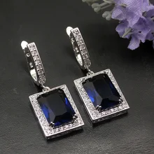 Скидка 38% 925 пробы серебро Выберите свой цвет девушки ювелирные изделия прямоугольник гвоздики подарки на день рождения серьги