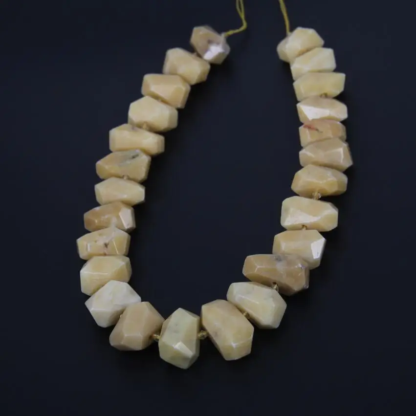 

Large Hole Natural Yellow Stones Faceted Nuggets Pendants strand,Raw Chalcedony Drilled Cut Slab DIY Necklace Findings Bulk