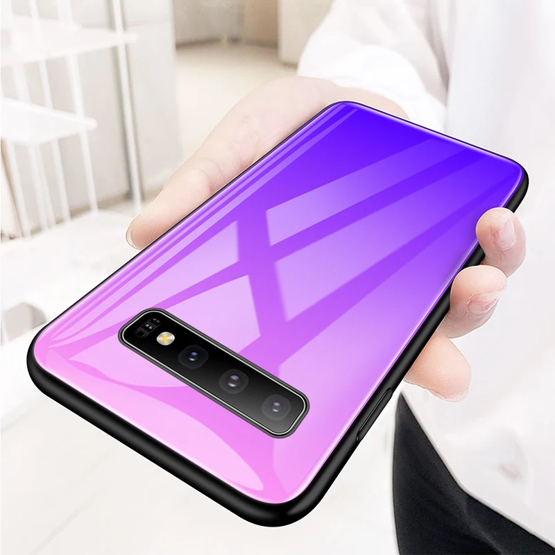 

Colorful Gradient Tempered Glass Case For Samsung Galaxy S10 e 5G S9 S8 S7 Plus Note 10 9 8 Pro Protection Phone Cover Funda