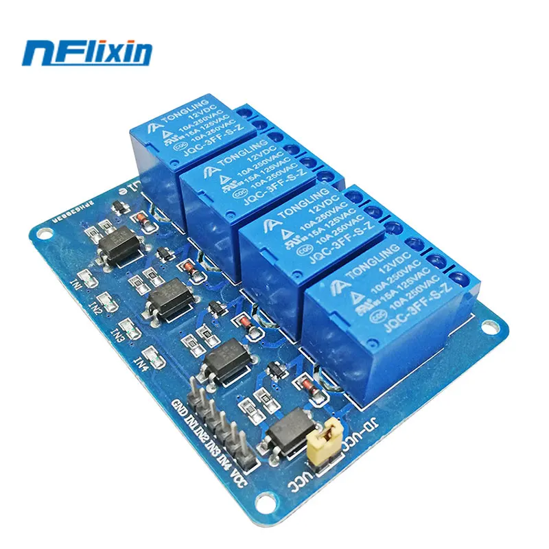 5v 12v 24v 4 канала relamodule с оптопарой реле Выход способ релейный модуль для arduino В