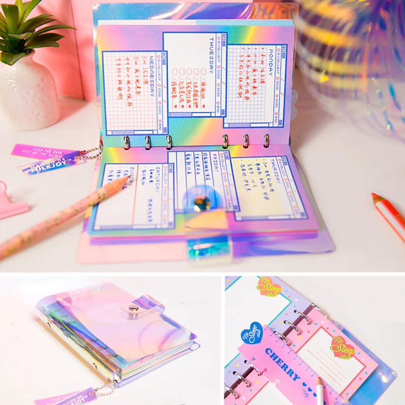 2018 NEW A6 PVC Creative laser Rainbow notebook Quality Planner Diary Note Book Kawaii Journal Stationery School Tools Supplies 2018 NEW A6 PVC Creative laser Rainbow notebook Quality Planner Diary Note Book Kawaii Journal Stationery School Tools Supplies