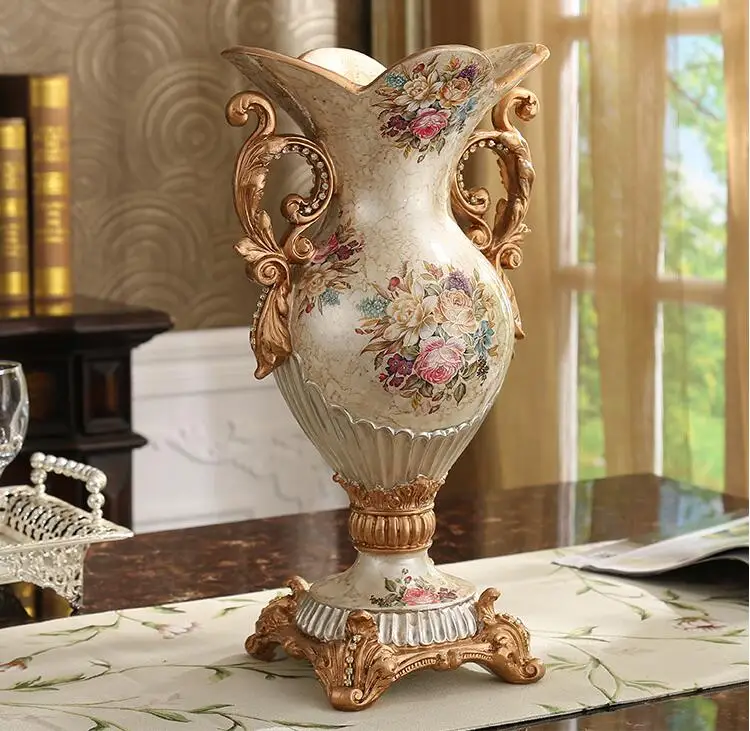 Европейский роскошный дворец смолы ваза орнамент дома Desktop фигурки ремесла украшения свадебный подарок American Retro Шелковый цветочный горшок
