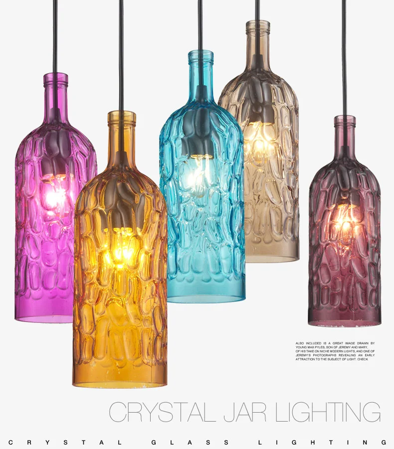 

MODERN DESIGN CANDY COLOR BOTTLE CEILING LAMP GLASS PENDANT LIGHTING HOME DECOR