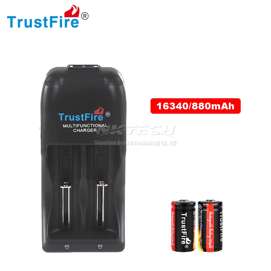 With 2-16340 880mAh TR-006 TrustFire интеллигентая(ый) быстро Батарея Зарядное устройство двойной слот для 18650 26650 32650 25500 14500 10440 18350 18500 литий-ионные аккумуляторы - Цвет: With 2-16340 880mAh