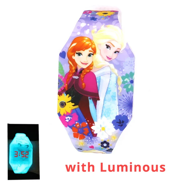 B with Luminous Новинка, светящиеся Детские наручные часы принцессы Эльзы для девочек, Мстители, капитан, светодиодный, детские, студенческие, электронные часы, Reloj Infantil - Цвет: B with Luminous